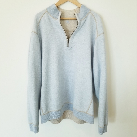 Tommy Bahama Men's Reversible Flipsider Quarter Zip Sweatshirt Pullover Lyocel - Picture 12 of 12